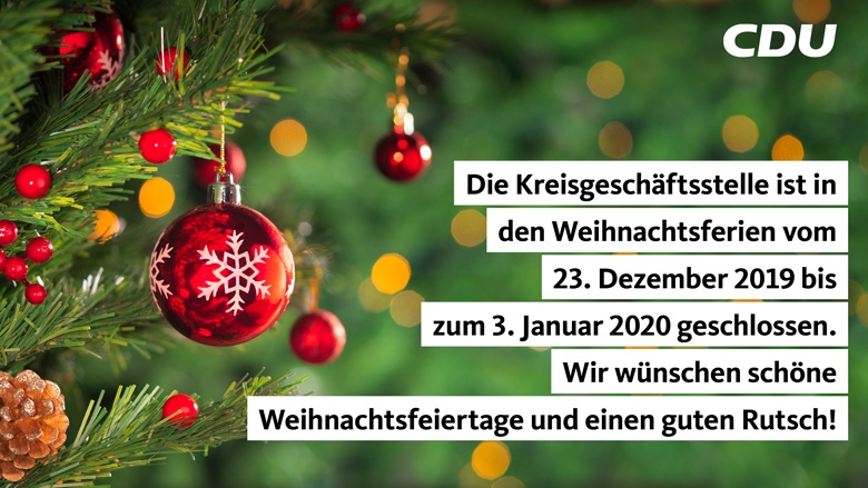 Weihnachtsferien 2019/2020 - Die Kreisgeschäftsstelle bleibt